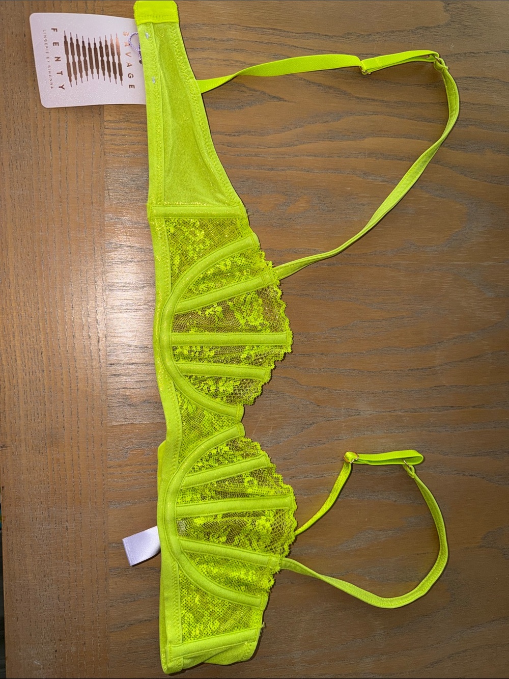 Savage X Fenty Neon Lime Sheer Lace Underwire Bra